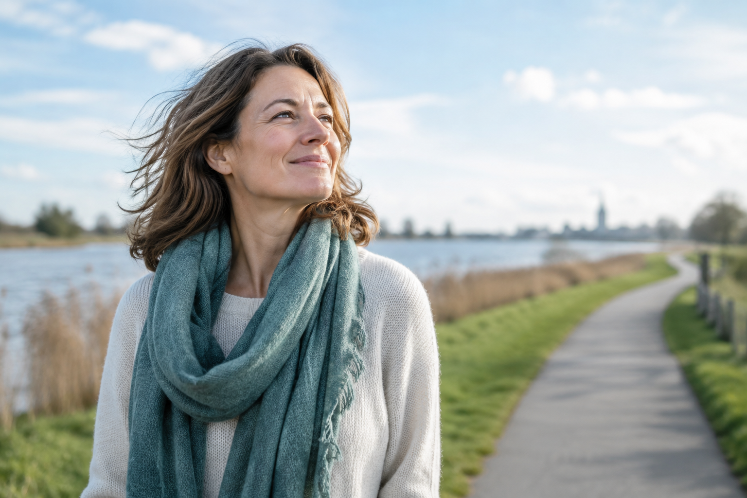 Vrouw geniet buiten van frisse lucht tijdens haar rookvrije verandering